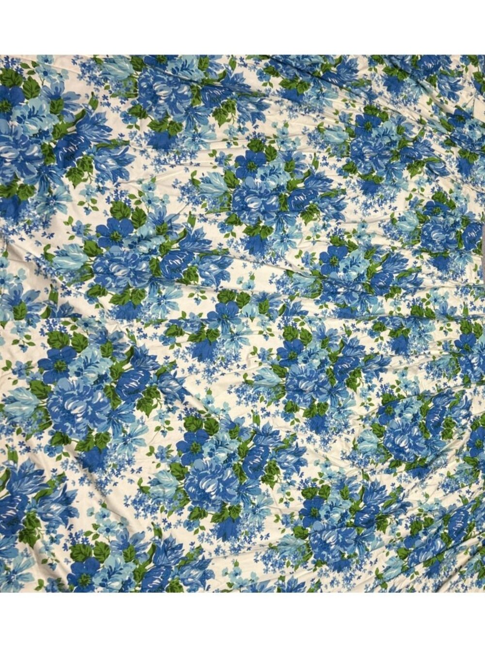 Vintage Sears Curtains Thermal Guard Drapery Blue Green Floral 70's Maximalist
